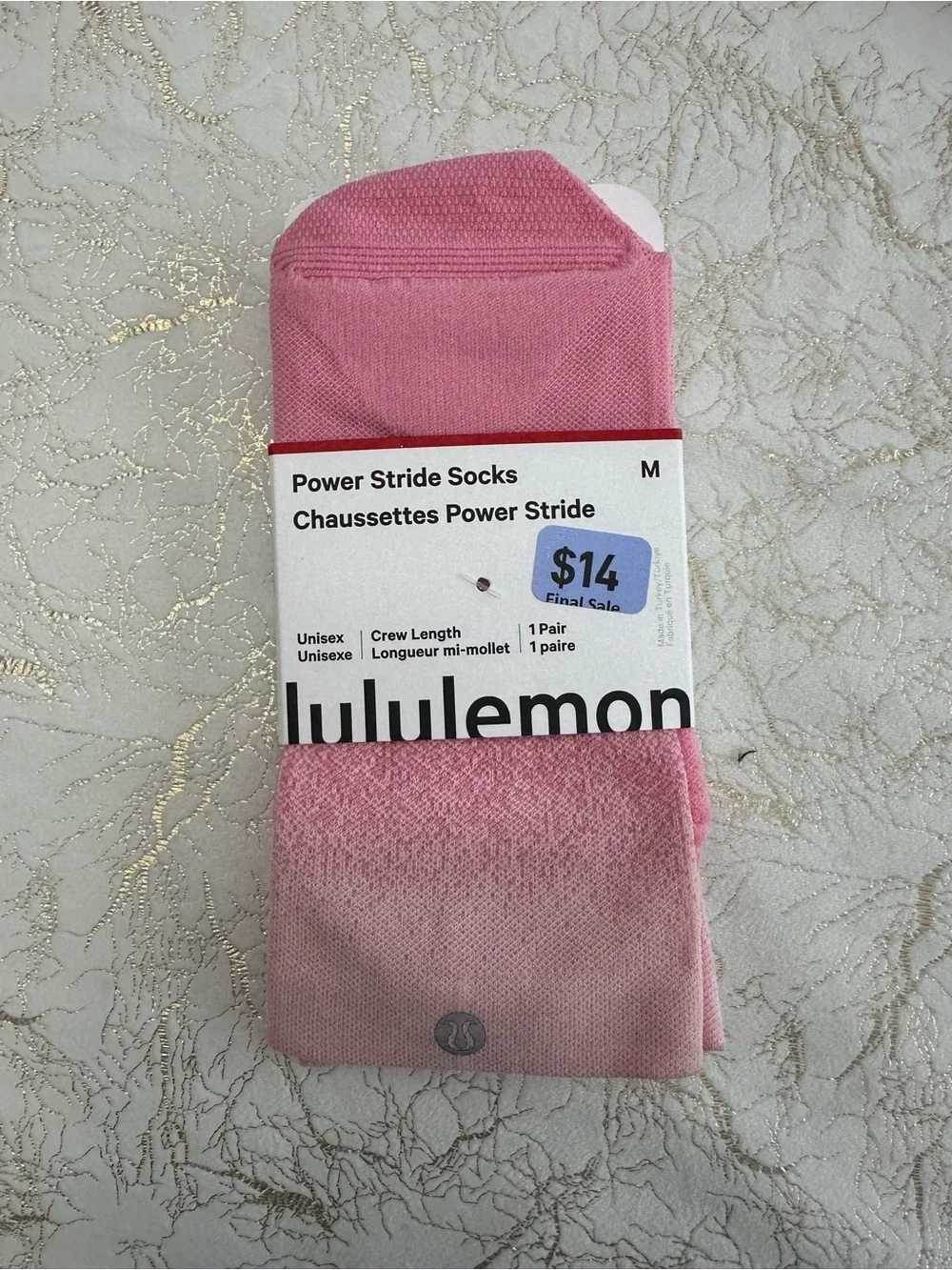 lululemon Power Stride Crew Socks - Pink (M)